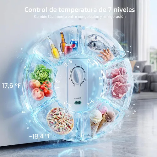 Miniatura 4 de MEPTY Congelador de pecho de 2.05 pies cúbicos, congelador profundo de puerta abierta superior con 2 cestas extraíbles, 7 termostatos ajustables