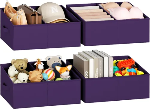 Miniatura 27 de DIMJ Contenedores de almacenamiento trapezoidales para ropa, 4 paquetes organizadores de armario y cestas de almacenamiento, cestas plegables