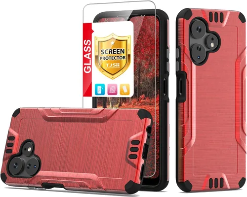 Miniatura 12 de TJS Funda compatible con Boost Mobile Celero 5G + Plus 2024 (3ª versión), protector de pantalla de vidrio templado, híbrido a prueba de golpes