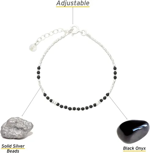 Miniatura 2 de Pulsera energética hecha a mano con cuentas de plata de ley 925 con piedras preciosas - Empoderando la joyería de las mujeres