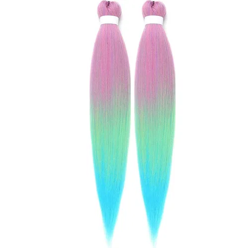 Miniatura 93 de Cabello trenzado preestirado rosa magenta, extensiones de cabello sintético de color rosa para trenzas, no tóxico, hipoalergénico