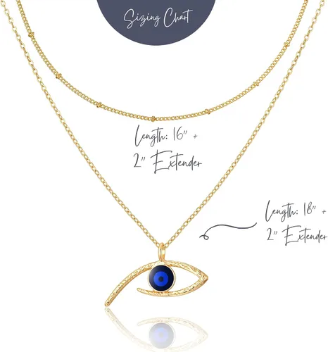 Miniatura 4 de Ava Riley Collar de oro delicado para el día de San Valentín para mujer, gargantilla en capas para mujer, collar largo de plata de oro de 14 quilates