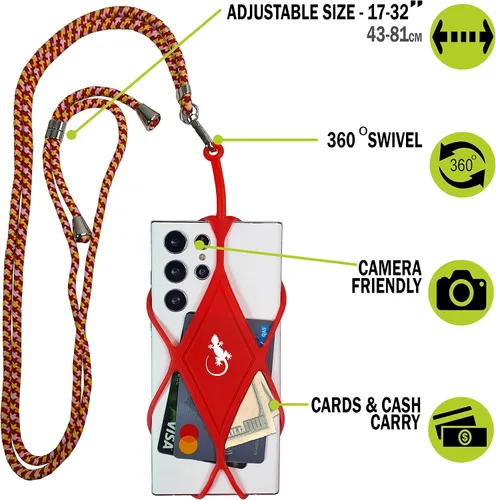 Miniatura 3 de Gecko Travel Tech Cordones de teléfono con cordón para teléfono celular para alrededor del cuello del cuello Lanyard Phone Crossbody Cuello Flame Xl