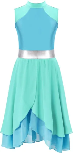 Miniatura 51 de CHICTRY Vestido de baile lírico sin mangas asimétrico para niñas, disfraz de adoración litúrgica contemporánea
