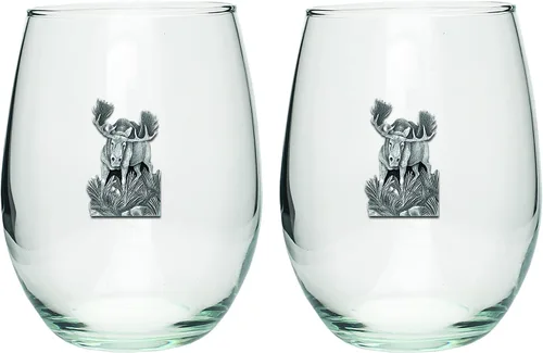Miniatura 54 de Heritage Pewter Irish Fighter - Copas de vidrio sin tallo, juego de 2, copas de vino de copa de 15 onzas, vidrio de peltre elaborado por expertos