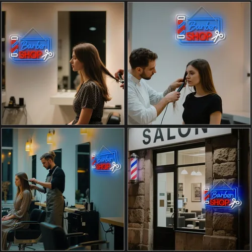 Miniatura 4 de Looklight Letrero de neón para barbería, señal de poste de barbero con LED, luces de neón para decoración de pared, señal de neón para estación