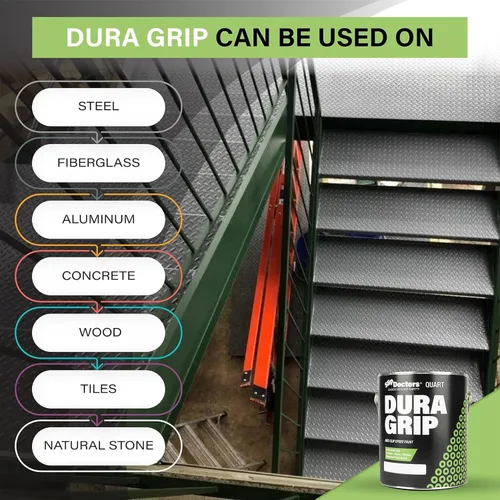 Miniatura 4 de Pintura antideslizante Dura Grip para hormigón, madera, baldosas y metal – Recubrimiento antideslizante para suelo, tarimas y rampas – 1 cuarto