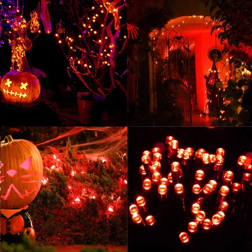 Miniatura 2 de Twinkle Star Guirnalda de 200 luces LED de Halloween de 66 pies con certificación UL segura para exteriores, luces de hadas enchufables, cable verde
