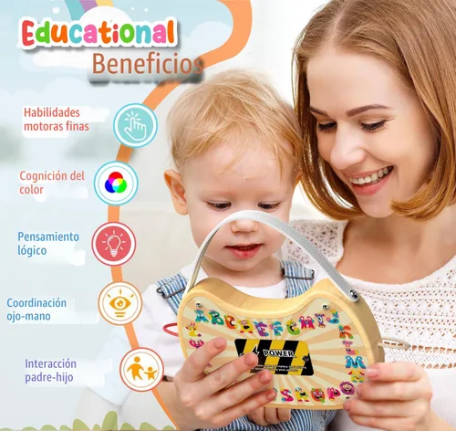 Miniatura 2 de flycoost - Tablero de actividades Montessori para niños pequeños, juguete sensorial de madera para autismo, con interruptor, 17 luces LED para niños