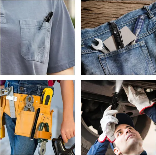 Miniatura 8 de okcomuy Linterna de Lápiz Recargable IP67 Impermeable con Clip de Bolsillo 4-Zoomable, Linterna de Bolsillo Perfecta para Inspección, Trabajo