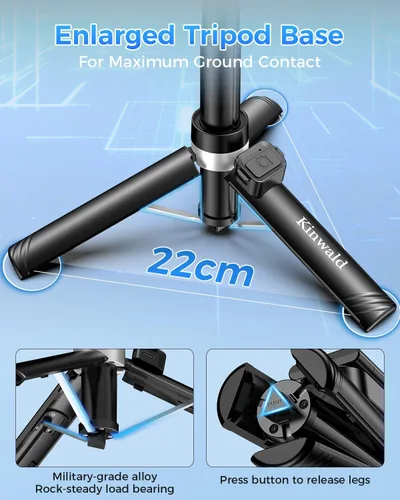 Miniatura 4 de Trípode para teléfono 3 en 1 con luces LED y control remoto, soporte de trípode extensible para selfie, portátil compacto con control remoto