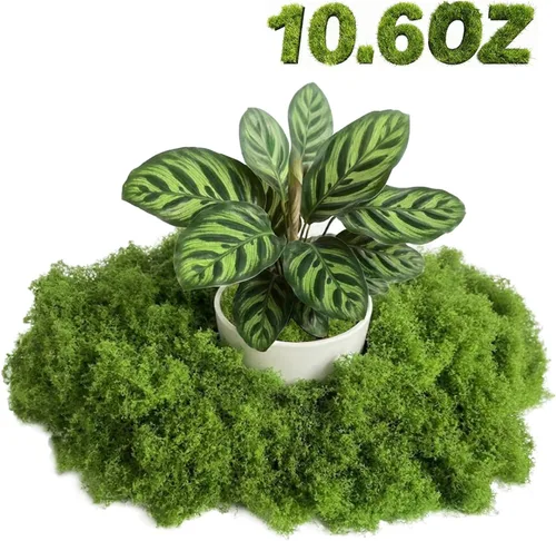 Musgo verde falso – Musgo artificial para plantas de interior, imitación para manualidades, decoración de jardín de hadas de bricolaje, centros de