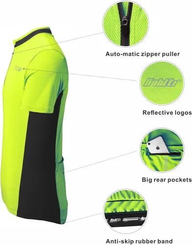 Miniatura 5 de bpbtti - Camiseta de ciclismo de manga corta para hombre, camiseta de ciclismo MTB con media cremallera frontal y 3 bolsillos posteriores