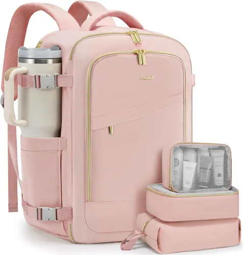 Miniatura 10 de Mochila de viaje LOVEVOOK para mujeres, mochila de 40L para llevar en el avión, Púrpura, negro
