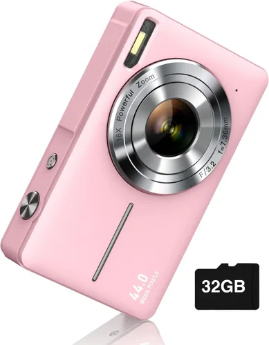 Miniatura 8 de Cámara digital, FHD 1080P Cámara digital de apuntar y disparar con zoom de 16X antivibración, tarjeta de 32 GB, cámara pequeña compacta para niños