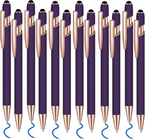 Miniatura 11 de 12 bolígrafos de tinta azul con punta de lápiz capacitivo, bolígrafo de metal de 0.039 pulgadas para pantallas táctiles, 2 en 1, regalo para amigos