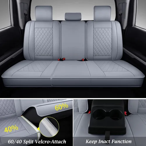 Miniatura 5 de Coverado Fundas de asiento para Toyota Tundra, juego completo de fundas de asiento de automóvil compatibles con Toyota Tundra Crew 2007-2021, Gris