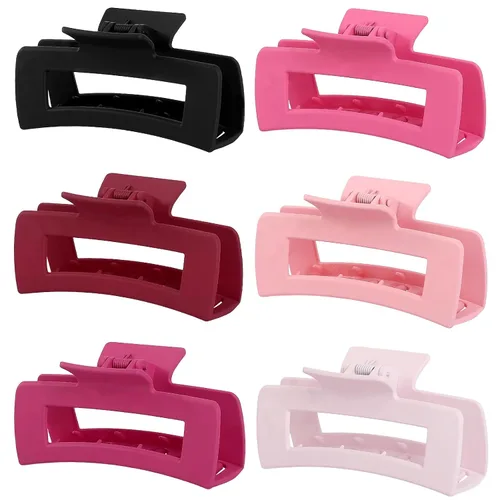 Miniatura 13 de Sisiaipu Pinzas de pelo grandes de 4 pulgadas, 6 piezas de garra grande para cabello grueso, pinzas cuadradas para el cabello para mujeres, pinzas