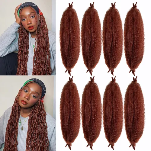 Miniatura 11 de Trenzas de pelo rizado anudadas a crochet estilo afro Marley, 12 pulgadas, pelo pre-separado y trenzado en resorte, trenzas de pelo afro rizado y 4#