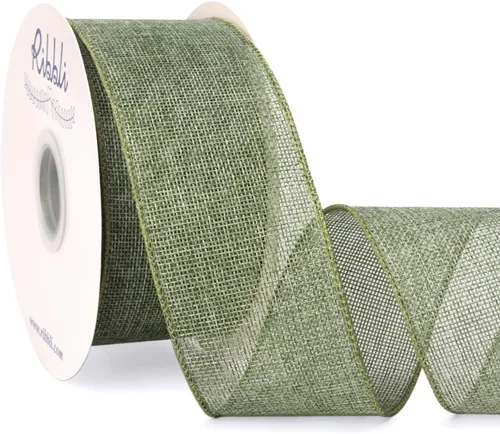 Miniatura 8 de Ribbli Cinta de arpillera natural con alambre, 1 pulgada x 20 yardas continuas, cinta de borde con alambre para coronas, lazos grandes, decoración