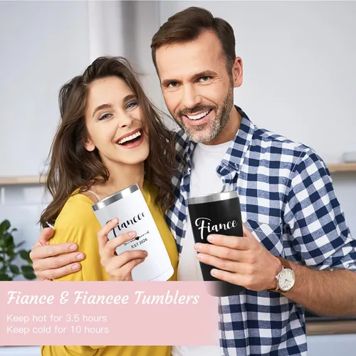 Miniatura 2 de Frerdui Regalos de compromiso para parejas, regalos de compromiso para parejas recién comprometidas, juego de regalo de vaso de compromiso de vino