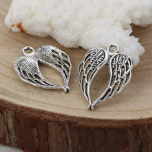 Miniatura 3 de JGFinds Dije de alas de ángel – Paquete de 48 unidades de tono plateado antiguo para suministros de fabricación de joyas de bricolaje; pequeñas alas