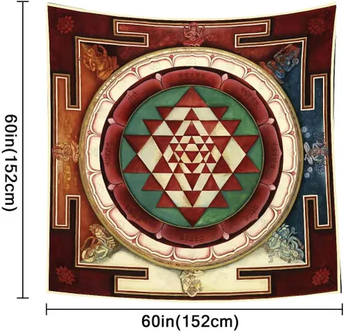 Miniatura 2 de UHOMETAP Sri Yantra Tapiz Mandala Yoga Meditación Tapices Geometría Sagrada Decoración de Pared Arte Colgante de Pared para Dormitorio Sala de estar