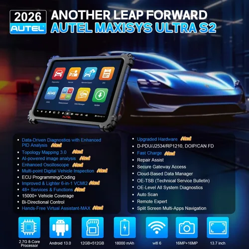Miniatura 2 de Autel Escáner MaxiSys Ultra S2, diagnóstico de escaneo inteligente superior 2026 con IA, VCMI2 6 en 1, hasta MSUltra MS919, Topología 3.0, DVI