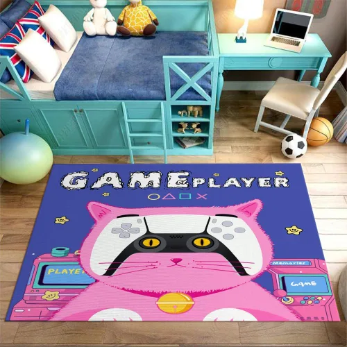 Miniatura 13 de Alfombras de juego para niños, adolescentes, niños, dormitorio, decoración de habitación de jugadores, alfombra de área con control de consola