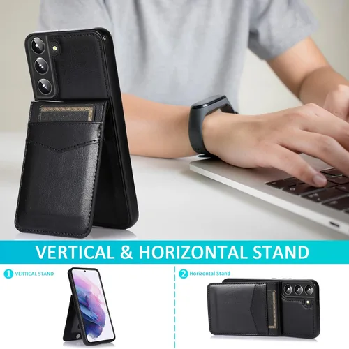 Miniatura 3 de Asuwish Funda de teléfono para Samsung Galaxy S22 Plus/S22+ con protector de pantalla de vidrio templado y tarjetero para tarjetas de crédito, Negro