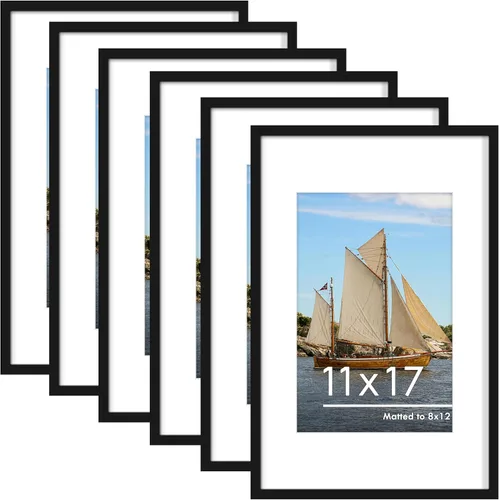 Miniatura 56 de PEALSN - Juego de 6 portarretratos de 5 x 7 pulgadas para fotos de 4 x 6 pulgadas con paspartú/5 x 7 pulgadas sin paspartú, para montaje en Negro