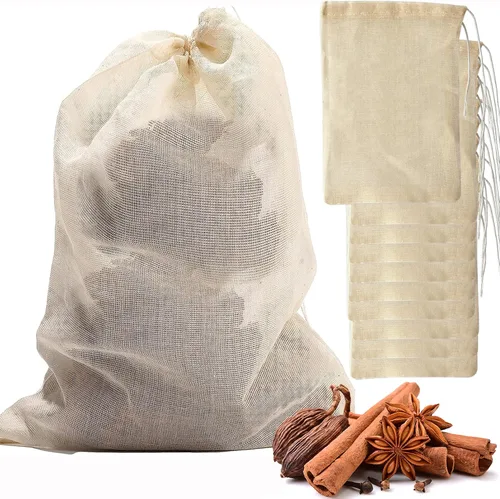 Miniatura 11 de MyLifeUNIT Bolsa de sopa, bolsa de malla de algodón para tamaño grande 10" x 12", juego de 4