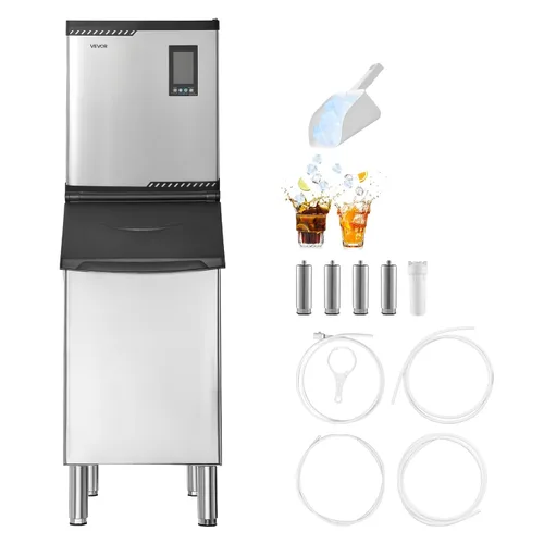 Miniatura 9 de VEVOR Commercial Ice Maker Machine, 300LBS/24H Ice-Making Machine, Ice Maker with 300LBS Stainless Steel Storage Bin, Auto Self-Cleaning, and