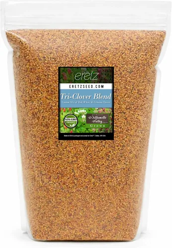 Tri-Clover de Eretz - Mezcla de tres partes de tréboles que proporcionan belleza, cobertura y atractivo natural. Sin recubrimientos ni rellenos,