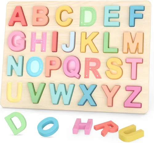 Zeoddler - Rompecabezas del alfabeto, rompecabezas de formas ABC para niños, juguetes educativos para niños pequeños, actividades de aprendizaje
