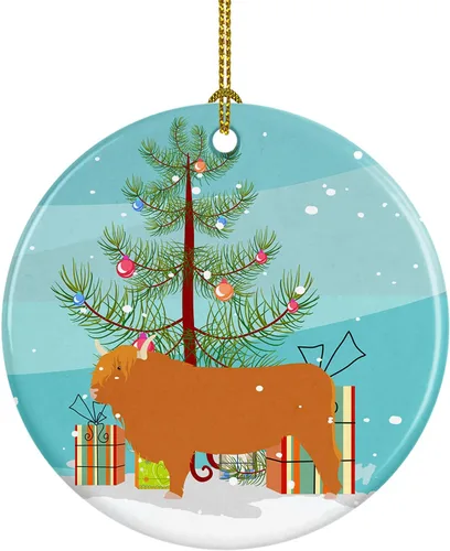 Miniatura 117 de Caroline's Treasures Adorno de cerámica de Navidad pintado o de codorniz chino, decoración colgante de árbol de Navidad verde azulado para el hogar
