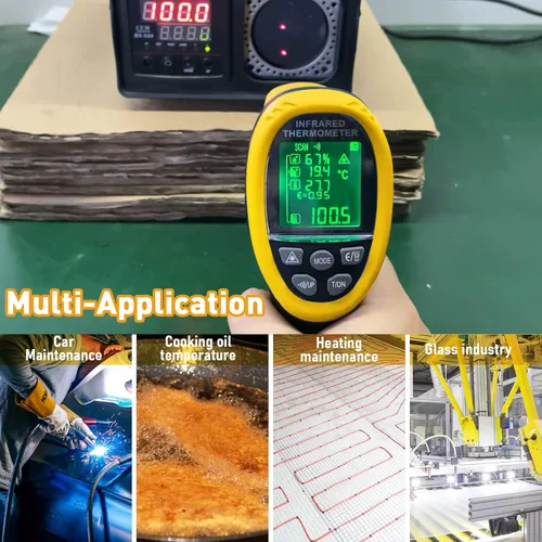 Miniatura 6 de Termómetro digital infrarrojo de -58 ℉ a 1472 ℉, pistola termómetro industrial INFURIDER 985E temperatura ambiente, humedad y punto de rocío