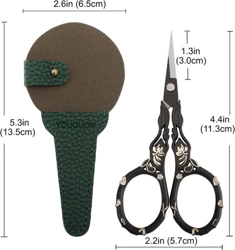 Miniatura 6 de YOUGUOM Tijeras de Detalle Pequeñas con Estuche, Tijeras Afiladas para Labores de Aguja para Costura Manualidades Crochet Punto de Cruz Estambre
