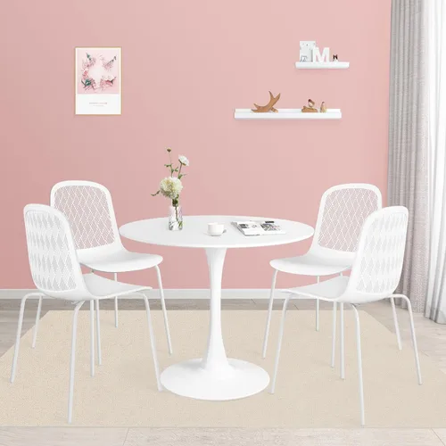 Miniatura 5 de Juego de mesa de comedor redonda moderna de mediados de siglo para 4 con sillas en comedor, cocina pequeña, oficina, cafetería, restaurantes
