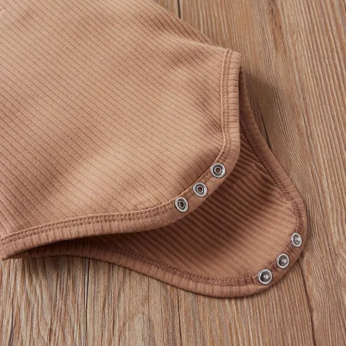 Miniatura 4 de CIYCUIT Trajes de bebé recién nacido, de manga larga, color sólido, acanalado, de punto, pantalones de 2 piezas, ropa de bebé neutro para género