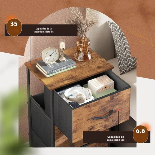 Miniatura 6 de WLIVE - Cómoda con 3 cajones, mesita de noche de tela, cómoda organizadora de almacenamiento para dormitorio, pasillo, entrada, armarios, marco