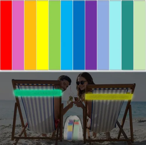 Miniatura 9 de Tessco Paquete de 12 toallas para sillas de playa, sillas de piscina y cruceros, elásticos, resistentes al viento, clips para toallas de playa