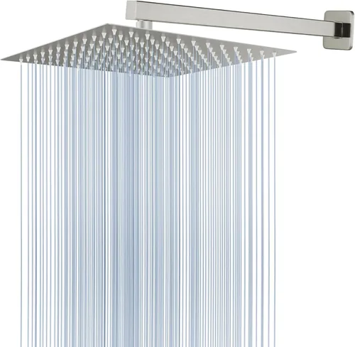 Miniatura 13 de Voolan Cabezal de ducha totalmente de metal con brazo de extensión, cabezales de ducha de lluvia tipo cascada de acero inoxidable, cabezal de ducha