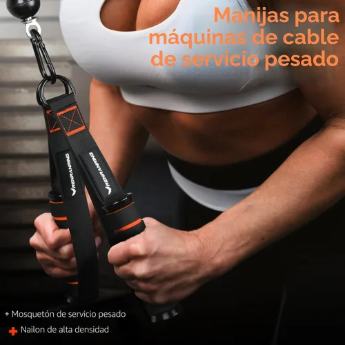 Miniatura 7 de RENRANRING Asas de Ejercicio para Gimnasio, Accesorios de Reemplazo para Poleas de Máquina de Cable, Banda de Resistencia y Entrenador de Fuerza
