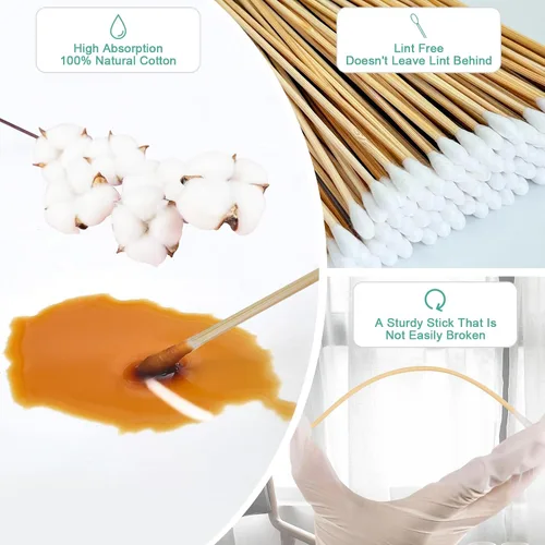 Miniatura 3 de 6 Inch Long Cotton Swabs, Pointed/Round Tips for Detail Cleaning, Gun Cleaning Supplies, Keyboard, Electronics, Crafts and Hard-to-Reach Areas