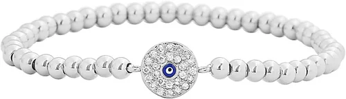 Miniatura 6 de Edforce de acero inoxidable pulsera elástica con cuentas de ojo malvado para mujer con circonita cúbica CZ