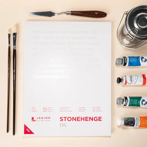 Miniatura 5 de Stonehenge Aceite 11.29 oz 9x12 Almohadilla Blanca, 12 Hojas