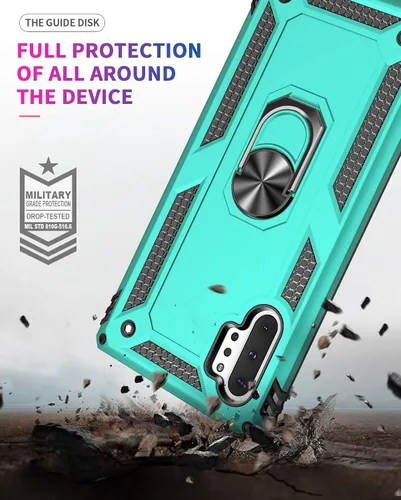Miniatura 6 de Androgate Funda para Samsung Galaxy Note 10 Plus con protectores de pantalla HD, soporte de anillo de metal de grado militar, a prueba de caídas, a