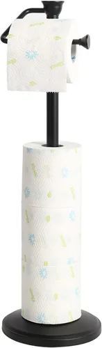 Miniatura 3 de ZCCZ - Soporte de papel higiénico independiente con reserva, dispensador de almacenamiento de papel de baño para 5 mega rollos, organizador negro