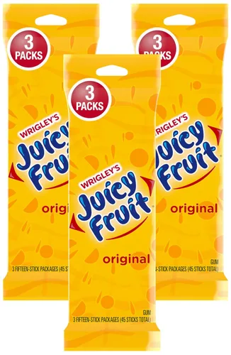 Miniatura 8 de JUICY FRUIT Gum, Goma de mascar original, caramelos a granel envueltos individualmente, 45 unidades, 3 paquetes, a granel
